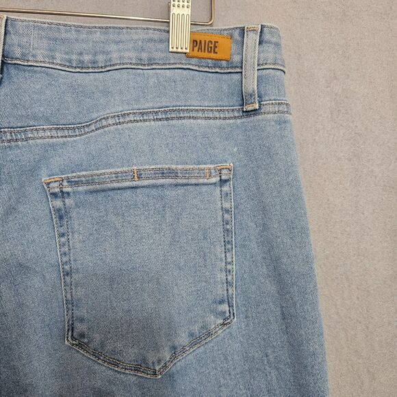 Paige Sz 14 Hoxton Slim Raw Crop Light Wash High Rise Blue Jeans - Picture 9 of 9